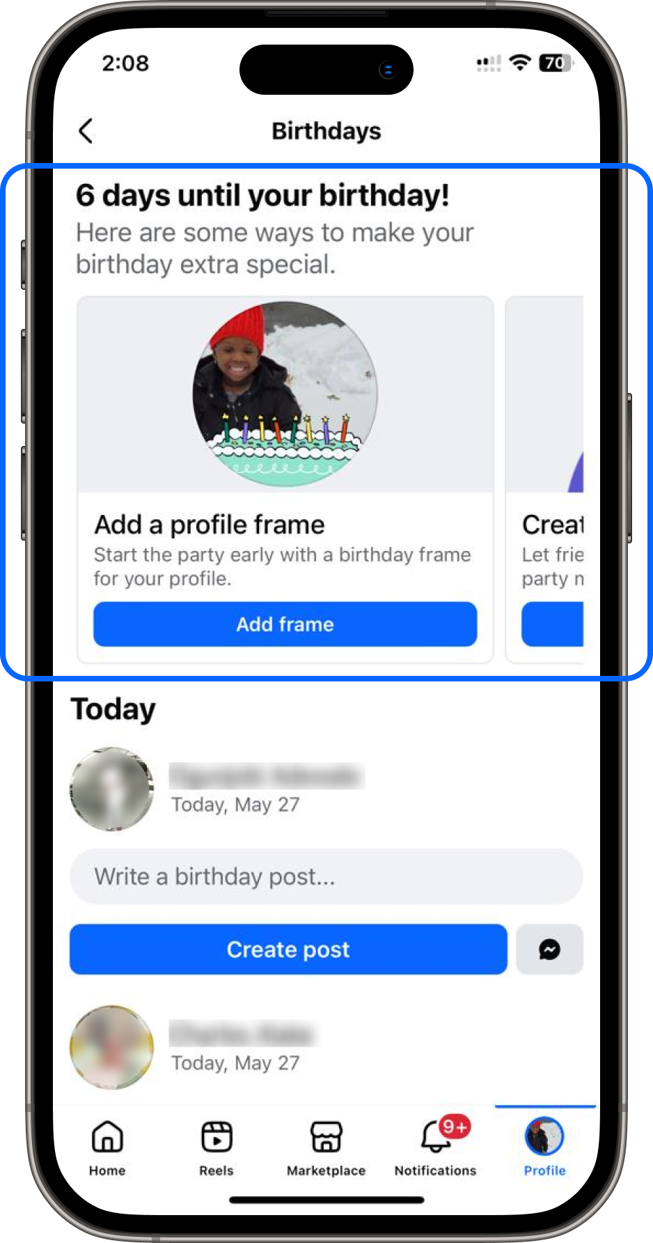 Facebook birthday countdown experience designed for celebrating before the birthday