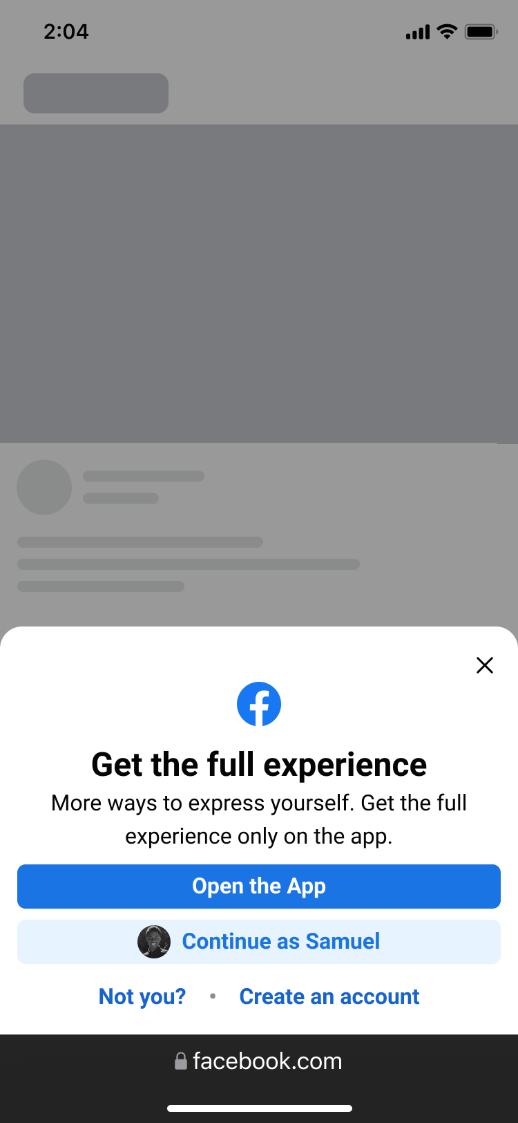 Logged-out Facebook video experience with contextual app-entry and login choices