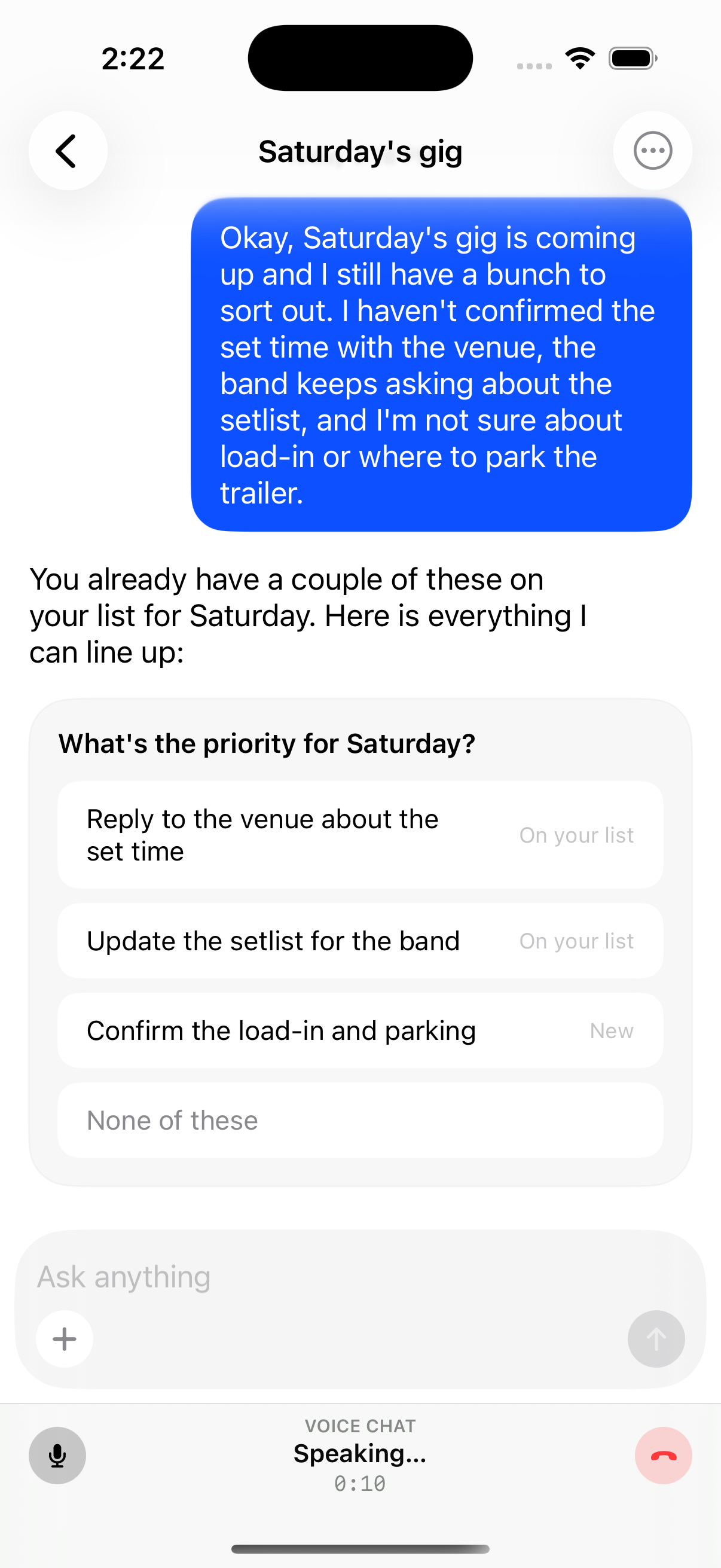 Rem turns a loose request into a smart poll of concrete next steps